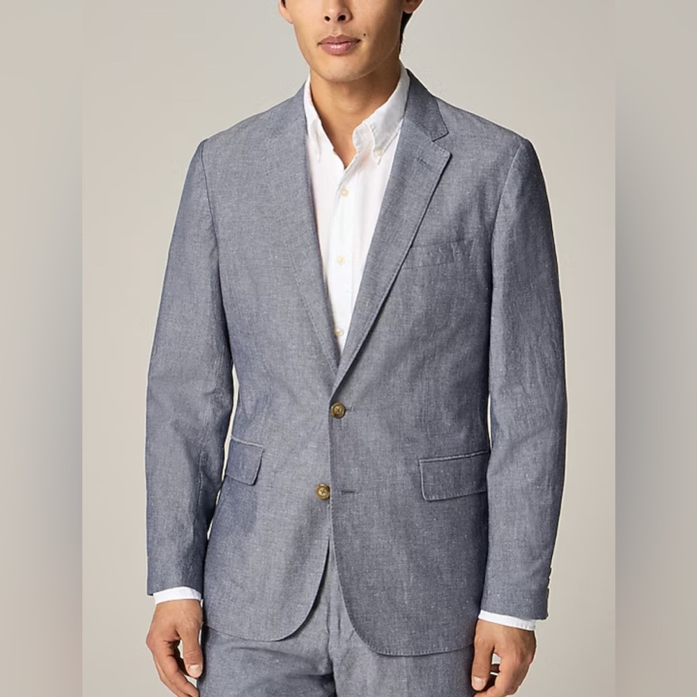 J. Crew Ludlow Blue Linen Blazer 40S Slim